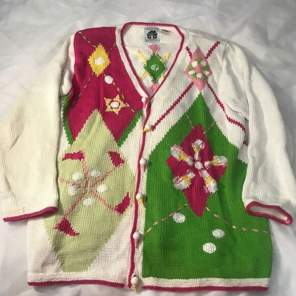Storybook Knits Colorful Golf Cardigan - Picture 1 of 5